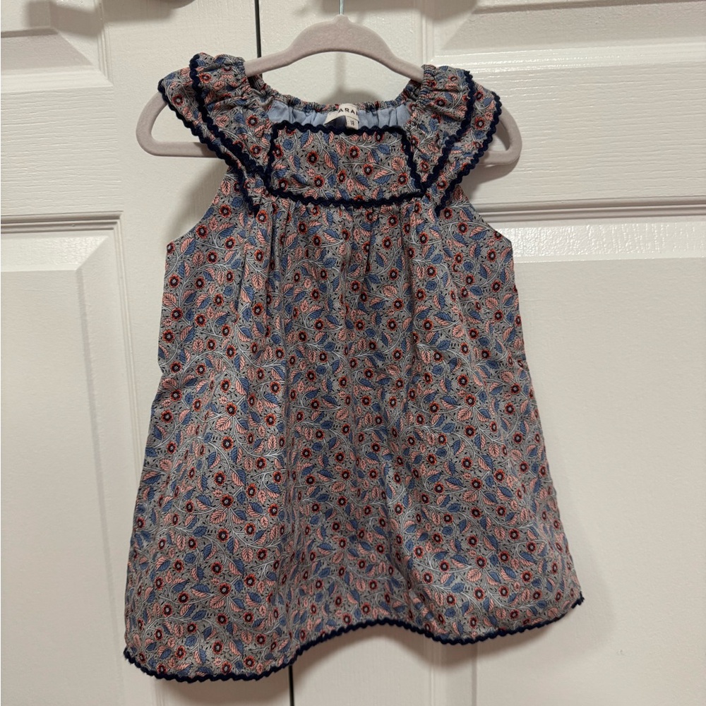 Caramel 💕 Floral Dress with Ruffled Collar